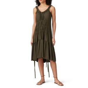 Eudon Choi Jennifer Dress Sleeveless Scoop Neck Ruffle Hem Green Womens Size 8